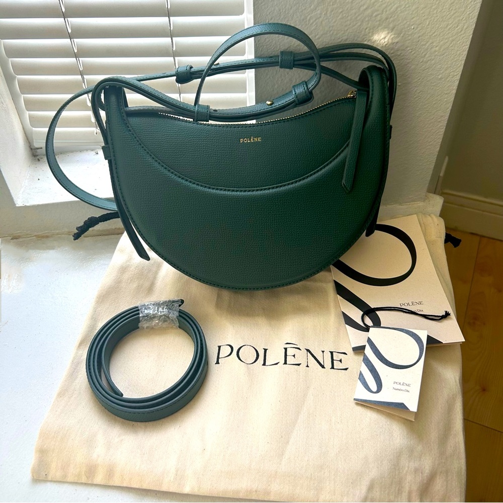Polene Numero Dix Green Half Moon Bag